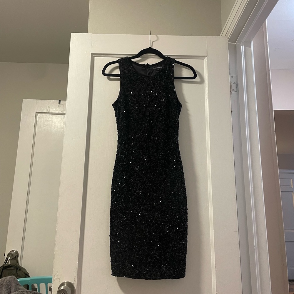 French connection black sequin dress size 4
